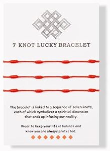 MANVEN 3 PCS Corde De Corde Rouge Bonheur À La Main Pour La Famille 7 Noeuds Bracelet Réglable Protection De La Kabbale Bon Souhait Bracelet pour Femmes Meilleur Ami Adolescents Homme