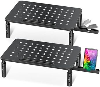 Zimilar 2 Pack Monitor Stand Riser, 3 Height Adjustable Monitor Stand with Unique Star Mesh for Computer, Laptop, Printer, Notebook, iMac, Premium Metal Monitor Risers for 2 Monitors