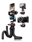 Lammcou Phone Tripod Flexible, Octopus Camera Gorrila Pod Bendy Legs Grip, With Vertical & Portrait Mobile Holder & Go Pro Mount, Handheld Portable Flexi Tripods Stand for Phones, Webcam, Camcorder