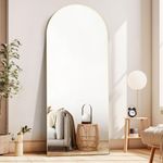 CASSILANDO Arched Full Length Mirror 65" x 24" Standing Hanging or Leaning Against Wall Oversized Large Bedroom Mirror Floor Mirror Dressing Mirror, Aluminum Alloy Thin FrameGold