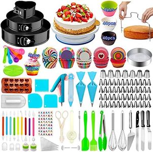 Cake Decorating Supplies,493 PCS Cake Decorating Kit 3 Packs Springform Cake Pans, Cake Rotating Turntable,48 Piping Icing Tips,7 Russian Nozzles, Baking Supplies,Cupcake Decorating Kit, Multicolor