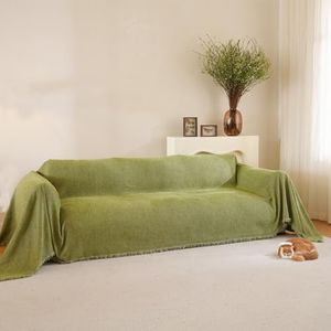 RAMEFILD Green Couch Cover Sectional Sofa Covers for 3 Cushion Couch Herringbone Chenille Pet Protector Couch Covers for Dogs Sofa Furniture Slipcover(Sage Green, XX-Large, 71" x 150")