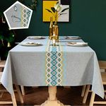 TEWENE Tablecloth, Rectangle Table Cloth Linen Wrinkle Free Anti-Fading Tablecloths Washable Embroidery Table Cover for Kitchen Dinning Party (Rectangle/Oblong, 55''x102'',8-10 Seats, Light Grey)