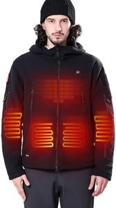 DEWBU Heated Jacket Polar Fleece with 12V Battery Pack Soft Fleece Electric Heating Hoodie for Men, Black, 2XL