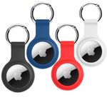 SQUIF Airtag Silicone Case Protective Cover for Airtag Case Locator Tracker Anti-Lost Device Keychain Protection (Black_Blue_Red_White)