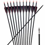 ACCMOS Spine 500 Archery Carbon Arrow 23-30inch with 3'' Turkey Feather, Removable Arrow Head, for Recurve Bow Compound Bow Hunting 12pcs (24 inch)