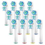 HSYTEK Replacement Brush Heads Compatible with Oral B Braun, 12 Pack Double Electric Toothbrush Heads for Oral B Dual Clean, Pro 100 300 500 1000, Genius X, Smart Series Electric Toothbrush