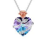 AOBOCO Mothers Day Gifts for Grandma Sterling Silver Purple Crystal Rose Pendant Nana Necklace