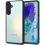 TheGiftKart Hybrid Shockproof Sleek Armor Back Cover Case for Samsung Galaxy M55 / M55s / F55 5G | 360° Protection | Crystal Clear Hard Back Transparent Cover Case (PC & TPU, Black Bumper)
