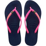 Havaianas Havaianas Slim Brasil Logo, Women’s Flip Flops, (Navy Blue), (35/36 EU), 3/4 UK