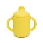 Silicone Sippy Cup | 120ml | 100% Non-Toxic Food Grade Silicone | BPA and PVC Free | Double Handle | Leak Proof Lid | Baby Weaning Cup for Hot and Cold Drinks (Yellow)