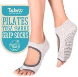 Tucketts Allegro Toeless Non-Slip Grip Socks - Anti Skid Yoga, Barre, Pilates, Home & Leisure, Pedicure - L/XL - 1 pair Static Grey