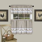 Achim Home Furnishings Barnyard Window Curtain Tier Pair and Valance Set, 58" x 36", Taupe