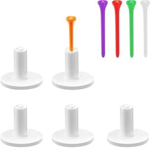 MAZEL Premium Rubber Golf Tees for Mats - High Performance Rubber Tees Holder Set for Driving Range & Indoor Outdoor Practice Mat (5 Pack 1.8" Tee Holder + 5 Tees)