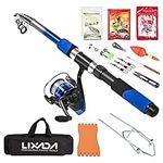 Lixada Fishing Rod Set, Telescopic Spinning Rod and Reel Combo Set with Sea Saltwater Freshwater Kit Fishing Rod Kit