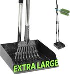 T2Y Extra Long Dog Pooper Scooper for Large Dogs, 48.8 Inch Sturdy Stainless Steel Poop Scooper with Rake and Tray Set, Heavy Duty Metal Waste Remover for Yard Grass Gravel