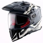 Axor X-Cross Speedometer ISI ECE and DOT Certified Premium Off-Road Full Face Helmet with Pinlock Fitted Dual Visors and Stylish Peak-White Grey-L