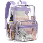 Fuyicat Heavy Duty Clear Backpack for Girls Boys Women Men, PVC Transparent School Backpacks See Through College Bookbag (Purple)