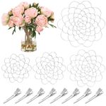 welltop Flower Arrangement Holder, 4PCS Floral Grid for Vase with 8PCS Fixing Clips, Metal Flower Insert Lid Arranger Wire Flower Arranging Tool for Floral Stems Bouquets Plant Fixation 4/5/6/7Inch