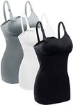 BRLIDO Womens Nursing Tank Tops Built in Bra for Breastfeeding Maternity Camisole Brasieres, Black Grey White, Large