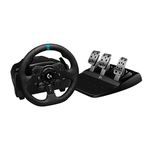 Logitech G923 Racing Wheel and Pedals, TRUEFORCE Feedback, Responsive Driving Design, Dual Clutch Launch Control, Genuine Leather Steering Wheel Cover, for PS5, PS4, PC, Mac - Black