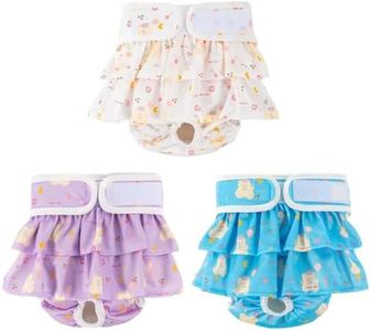 Washable Female Dog Nappies (3 Pack), Premium Reusable Leak Proof Puppy Diapers, Highly Absorbent Dog Diapers, Dog Panties for Female Dogs in Heat, Incontinent Puppies, Menstruating Female Dogs