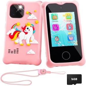 Smart Toy Phone for Kids, Birthday Gifts Unicorns Toddler Play Phone Toys, Touchscreen HD Dual Camera Cell Phone for Kids, Preschool Learning Toy for 3 4 5 6 7 8 9 Year Old Girls with 16G SD Card