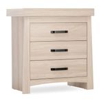 Isla Baby Dresser with Changing Unit - Changing Table with 3 drawers for Storage - Nappy Changing Station - Ash Contemporary Nursery Furniture with Black Handles