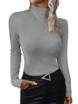 Bellcoco Mock Turtleneck Shirt for Women Long Sleeve Slim Fit Soft Thermal Underwear Tops Lightweight Base Layer Shirts (Grey, M)