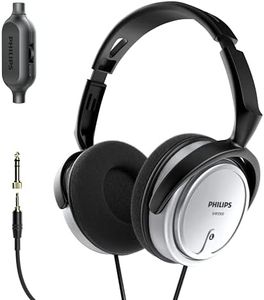 PHILIPS Over Ear Wired Stereo Headphones for Podcasts, Studio Monitoring and Recording Headset for Computer, Keyboard and Guitar with 6.3 mm (1/4") Add On Adapter- Silver