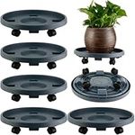 5 Pakcs Large Plant Caddy with Wheels 15.8" Rolling Plant Stands Heavy-duty Plastic Plant Roller Base Pot Movers Plant Saucer on Wheels Indoor Outdoor Plant Dolly with Caster Tray Coaster Grey