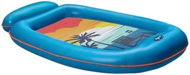 Aqua Comfort Pool Float Lounge – Inflatable Pool Floats for Adults with Headrest and Footrest – Blue/Orange Surfer Sunset