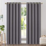 NICETOWN Grey Blackout Curtains for Room Decor - Rideaux Occultant Soild Grommet Room Darkening Bedroom Living Room Drapes Glass Door Shades (2 Panels, W70 x L84-Inch, Grey)