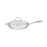 Tramontina 3-Ply Stainless Steel Wok, 32cm/34.5 Internal/External Diameter, Capacity 5.2 litres