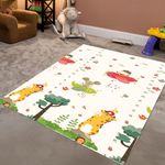 Liltoes Reversible Baby Play Mat, Extra Large Babies Folding Mat, Waterproof and Portable Kids Floor Mat for Learning & Crawling, Foldable Soft Foam Mat for Kids Animal Names(Size- 6x5 ft)