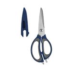 Farberware 5252910 4-in-1 Kitchen Shears, Stainless Steel, Navy and Gray