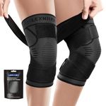 2 Pack Knee Support for women/Men with Strap - Best Knee Compression Sleeve for Knee Pain Relief,Arthritis,Joint Pain,Meniscus Tear,ACL,MCL,Adjustable Knee Brace for Running,Gym,Sports, Black