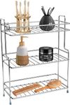 Plantex Stainless Steel Bathroom Shelf/Multipurpose & Stackable Rack Organizer for Bathroom & Kitchen/Bathroom Accessories (Chrome-Silver)