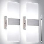 TRLIFE Modern Wall Sconce, Dimmable LED Wall Sconces Set of 2 Wall Mounted Lights 12W 6000K Cool White Wall Sconce Lighting for Bedroom Bedside Bathroom Living Room Stairway Hotel(2 Pack)