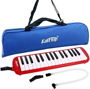 East top 32-Key Melodica, Professional Mouth Keyboard Organ Melodica Instrument for Adults, Students and beginners, As a gift, Set-Red