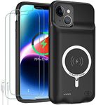 Battery Case for iPhone 14 Plus, Upgraded 12000mAh High Capacity Rechargeable Portable Extended Charger Case Wireless Charging Compatible with iPhone 14 Plus (6.7 inch) Charging Case & Carplay (Black)