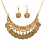 Gypsy Indian Jewellery Sets for Women Gold Western Jewellery Gypsy Costume for Women Belly Dance Necklace Earrings Set Accessories Pirate Halloween Costume Jewelry Gifts