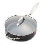 GreenPan Valencia Pro Hard Anodized Healthy Ceramic Nonstick 4.5QT Saute Pan Jumbo Cooker with Lid, PFAS-Free, Induction, Dishwasher Safe, Oven Safe, Gray