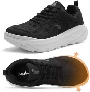 Women's Orthopedic Diabetic Wide Tennis Sneakers: Comfort Plantar Fasciitis Heel Spurs High Arch Orthotic Swollen Sneakers, Supportive Business Soft Wear Leisure Running Walking Shoes Black Size 8.5