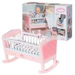 Baby Annabell 703236 Sweet Dreams Cot Bedtime Accessory-Rocking Function, Lullaby Feature-Includes Mattress & Bedding-for 36 cm & 43 cm Dolls-Ages 3 & Up