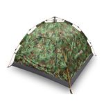 STRAUSS Automatic Portable Tent for Camping Ideal for Picnic, Hiking, Trekking | Waterproof and Windproof Tent for Camping | Superior Air Ventilation | Ideal for 2 Persons,(Military Color)