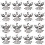 SUNNYCLUE 1 Box 40Pcs Guardian Angel Charm Bulk Silver Angel Charms Fairy Wing Wings Pendants Antique Tibetan Alloy Christmas Charms for Jewelry Making Charms DIY Bracelet Earring Beginners Crafting,