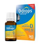 Ddrops Adults 1000IU Liquid Vitamin D3 Drops, 365 drops. No Large Capsules, No Preservatives, Non-GMO, Allergy-friendly