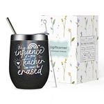 Ugiftcorner Teacher Gifts Teacher Appreciation Gifts for Women Men Thank You Gifts for Teacher Cups Christmas Thanksgiving Birthday Graduation Gifts for Teacher Wine Tumbler with Lid Straw Black 12 OZ