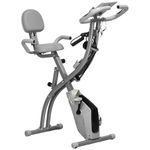 HOMCOM 2-in-1 Folding Exercise Bike, Foldable Stationary Bike with 8-Level Adjustable Magnetic Resistance, Arm Resistance Band, Pulse Sensor and LCD Display, Grey